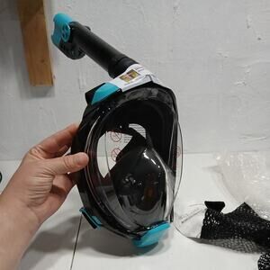 WSTOO FULL FACE SNORKELING MASK ADVANCED BREATHING ANTI-FOG FOLDABLE SNORKEL M